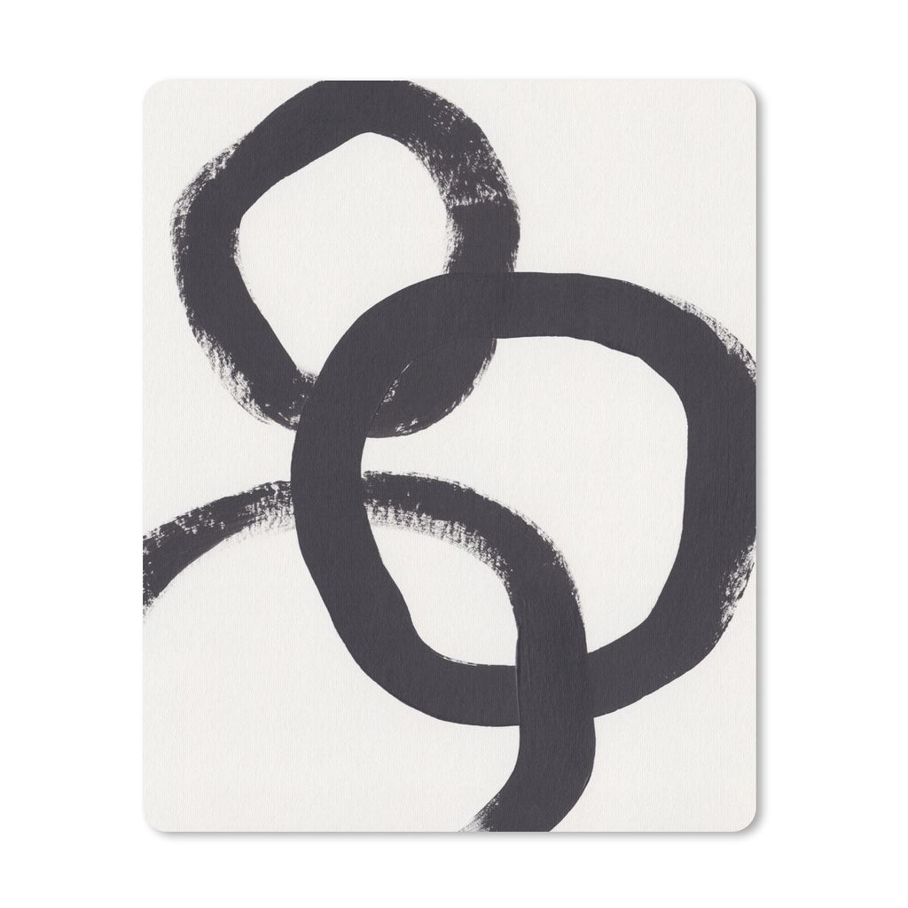MuchoWow Mauspad Mousepad Abstrakt - Formen - Schwarz - Kreise 19x23 cm - Mousepads - Maus Mat - Pad - Mausunterlage - Mauspads - Spielen