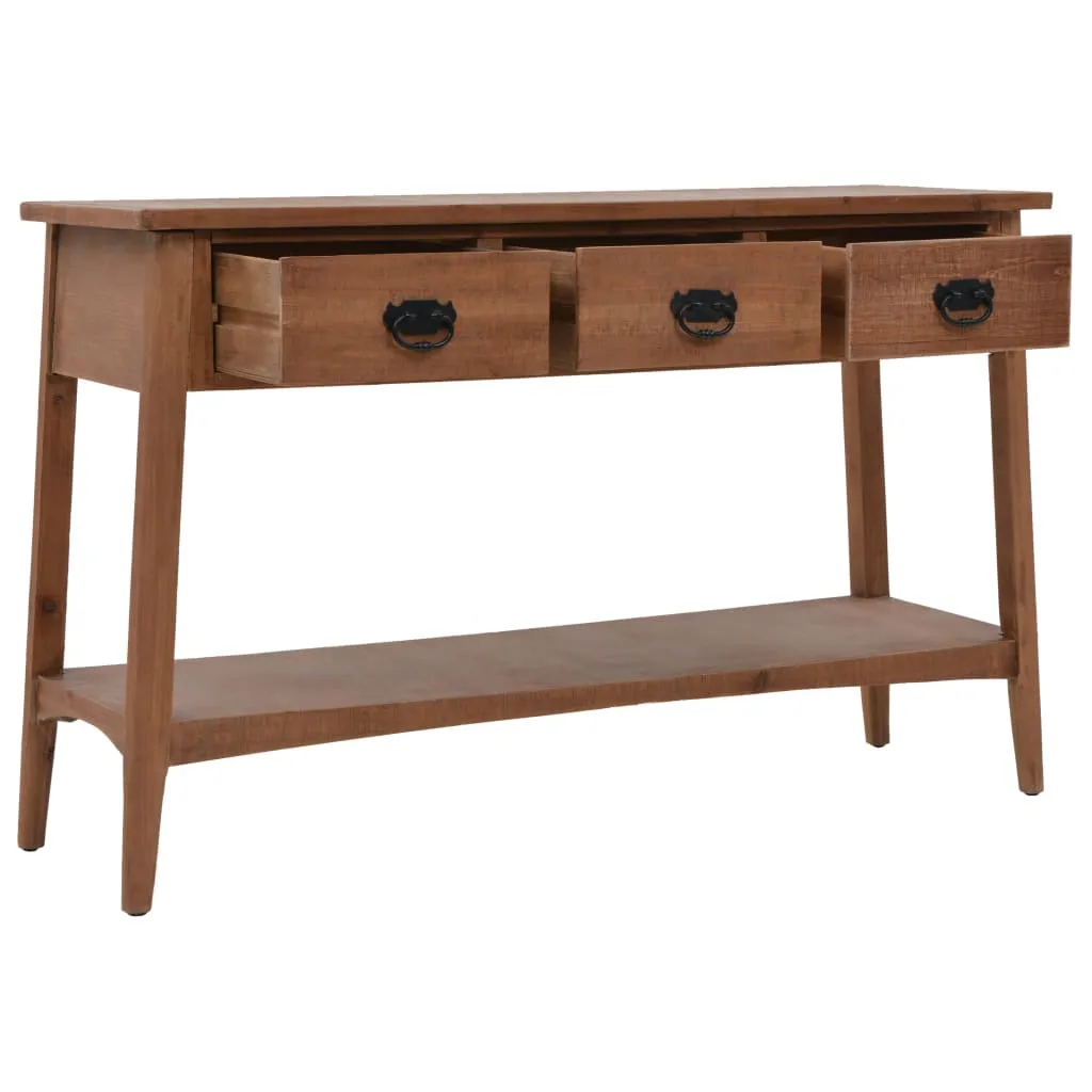 Console bois massif marron 126x40x77,5 cm avec plateau large et stable - 6