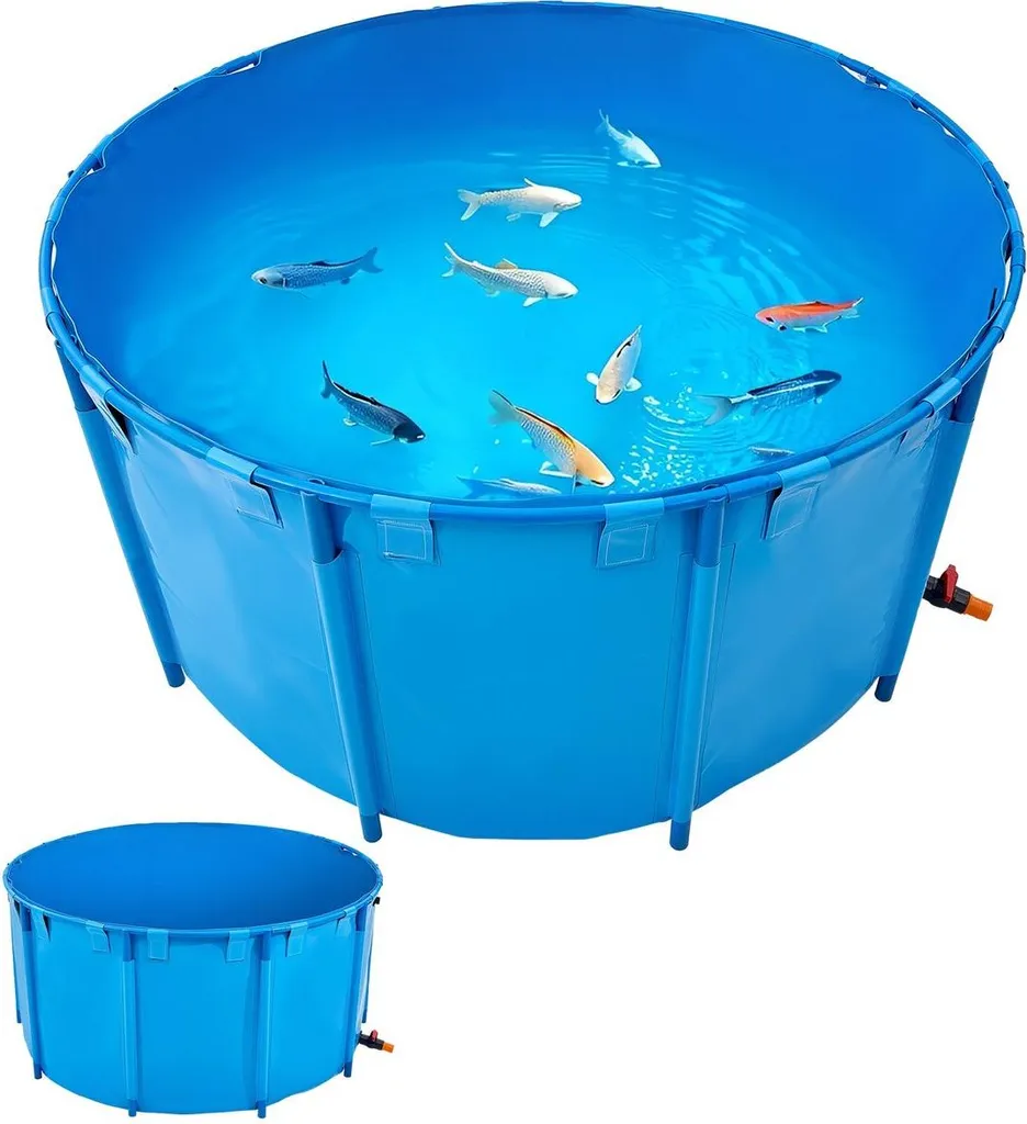 Piscine pour poissons hors sol 3100L avec structure renforcée bleue