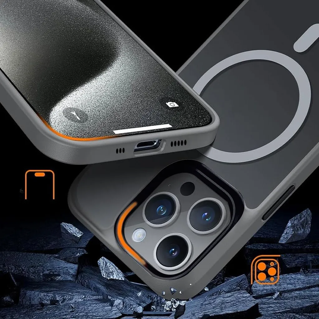 Coque MagSafe Grise iPhone 15 Pro avec Protection Écran Verre 9H - 6