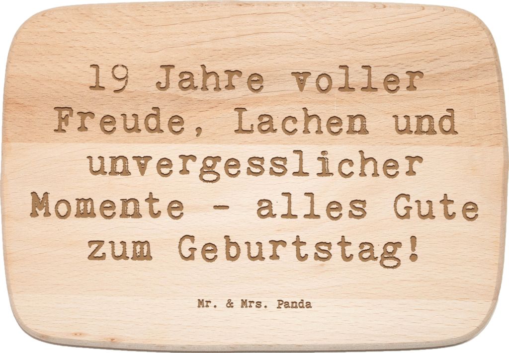 Mr. & Mrs. Panda Schneidebrett Holz Spruch 19. Geburtstag Freude - Transparent - Geschenk, Glückwunsch, Erwachsensein, Holzbrett, Holzbrettchen, H...