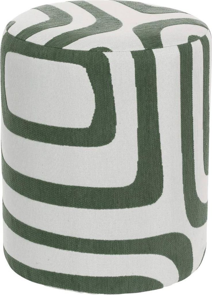 Pouf rond delor zederngrün und weiß 30x36 cm - Atmosphera créateur d'intérieur