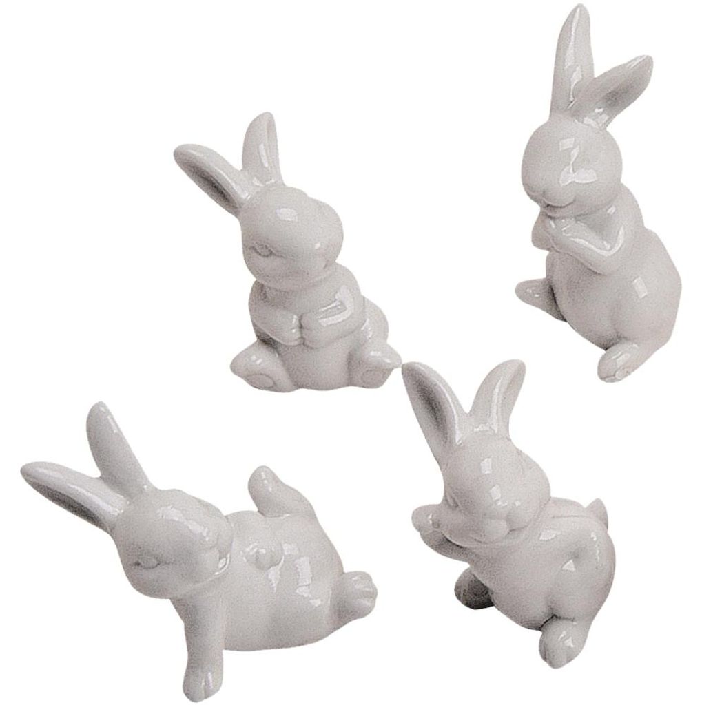 Osterhasen Porzellan weiß 4er 6-7 cm Produktbild 