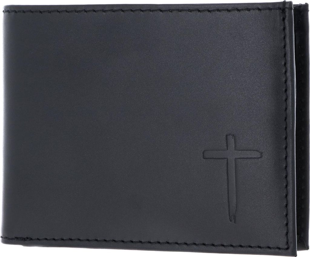 oxmox Leder Geldbörse Leather RFID Protect Pocketbörse Freedom Cross Embossed Black schwarz