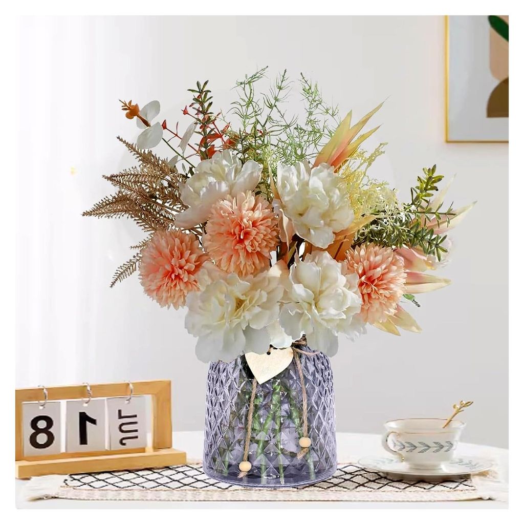 Kunstblumen im Topf - Künstliche Blumen für Tischdekoration im Wohnzimmer, Künstliche Rosen, Deko Blumen für Schlafzimmer und Fensterbank - Ink...