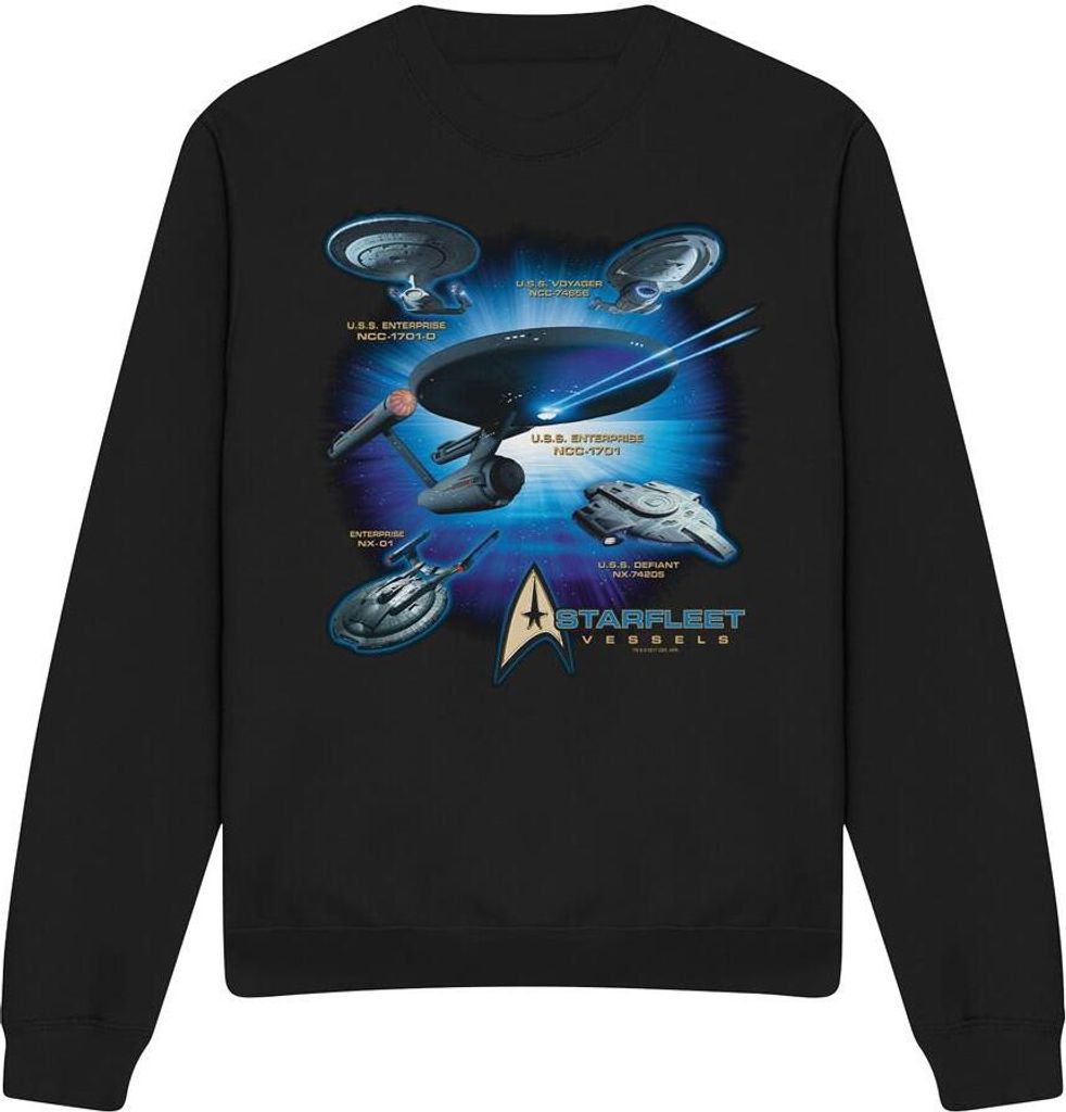 Star Trek - "Starfleet Vessels" Sweatshirt für Herren/Damen Uni TV12232 (XXL) (Schwarz)