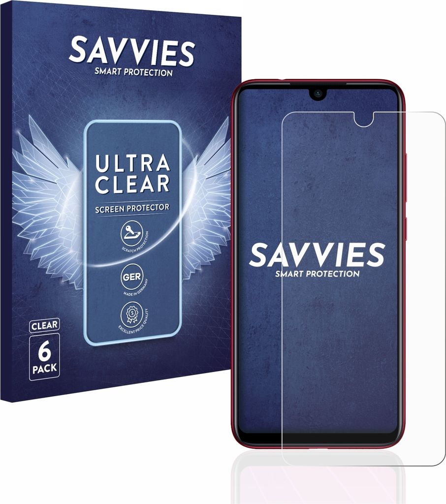 6x Für Xiaomi Redmi Note 7 / 7 Pro / 7S Schutzfolie Savvies Displayschutz Display Schutz Folie Klar Transparent