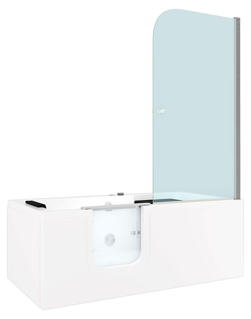 Seniorendusche Kombi Duschkabine Whirlpool Seniorenwanne mit Tür S15D-WP-L-EC 160x85x215 cm MIT 2K Scheiben Versiegelung