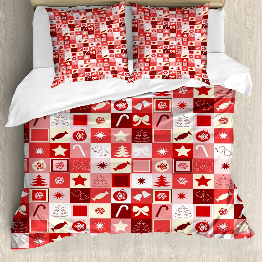 Set Copripiumino ABAKUHAUS Natalizio Antiacaro 155x220cm Rosso Rubino