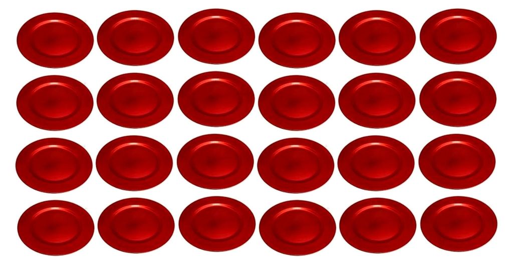 Dekoteller Ø 33 cm rot, Set aus wiederverwendbarem Kunststoff