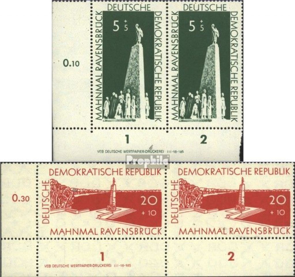 Briefmarken DDR 1957 Mi 566DV-567DV mit Druckvermerk Produktbild 