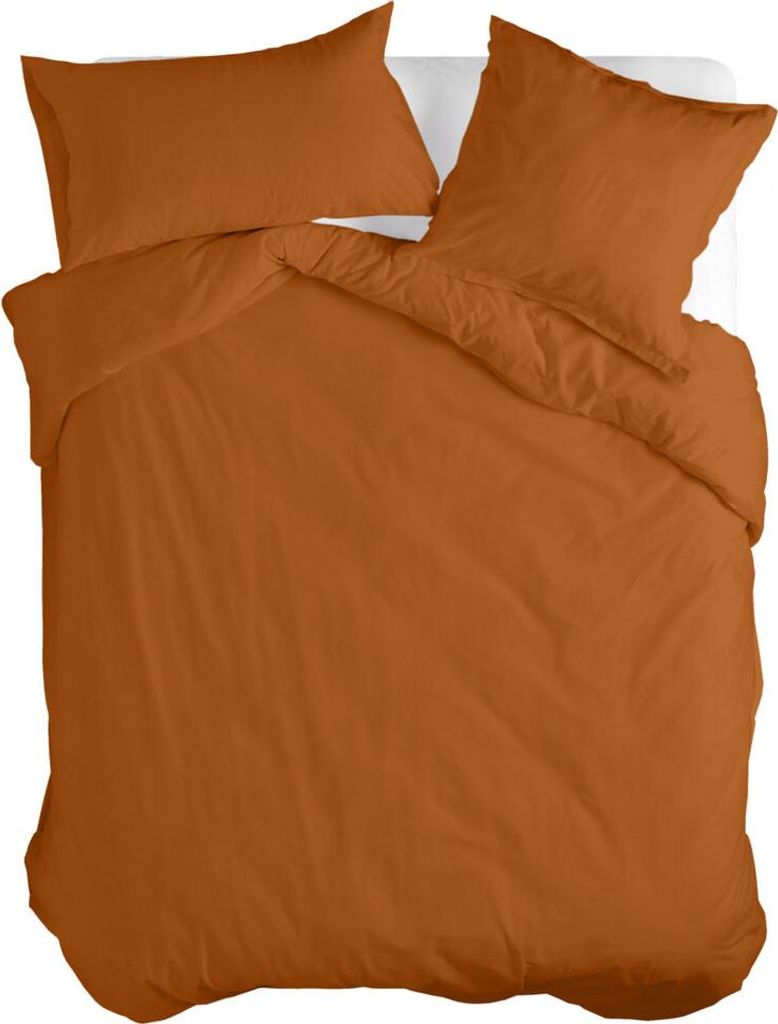 Basic Bettbezug Terrakota 200 x 220 cm 100% Baumwolle Hergestellt in Europa
