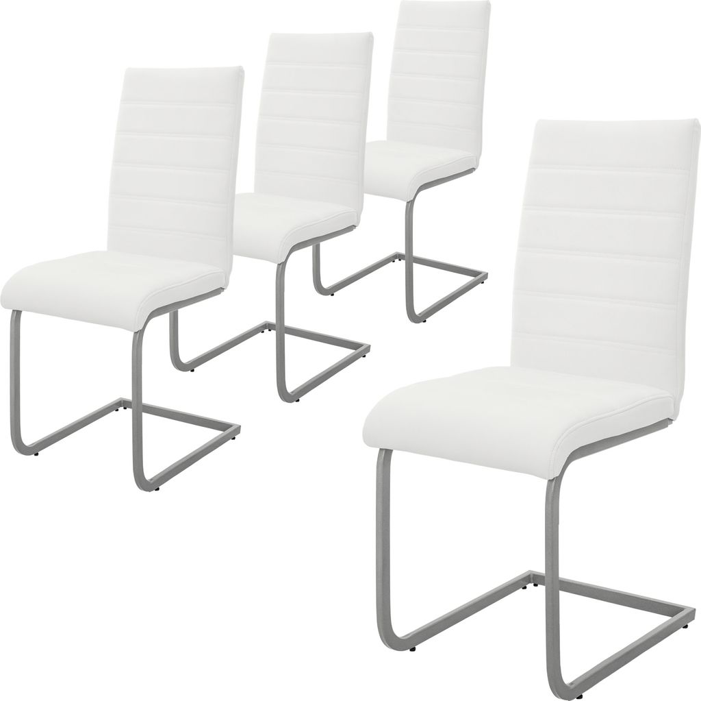ML-Design sada 4 jídelních židlí s opěradlem, bílá, z Obrázek produktu 