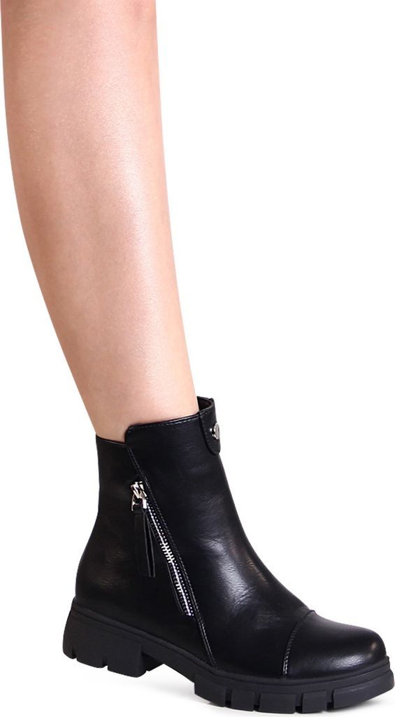 topschuhe24 2878 Damen Plateau Stiefeletten Ankle Boots , Farbe:Schwarz, Größe:38 EU