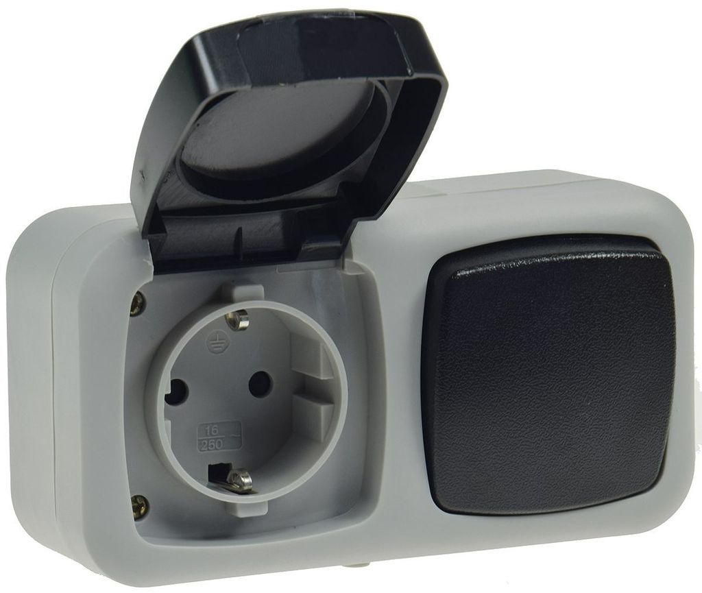 ChiliTec 20470 Feuchtraum Kombi-Schalter/Steckdose,IP44 Produktbild 