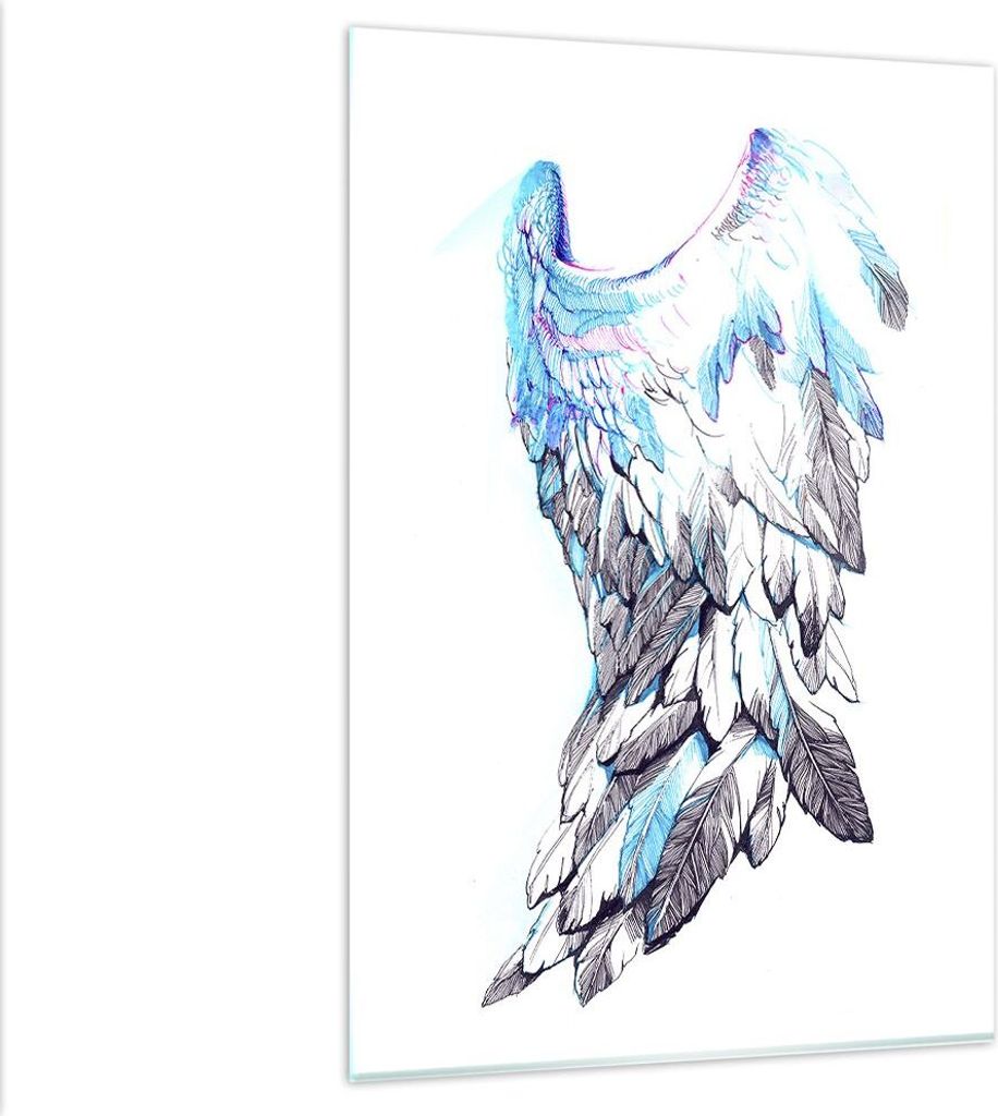 Bilder auf glas - Einteilig - Flügel Federn Perfektion Reinheit - 80x120cm - Glasbilder - Wandbilder - Bilder - Wanddekoration aus Glas - Glas Bil...