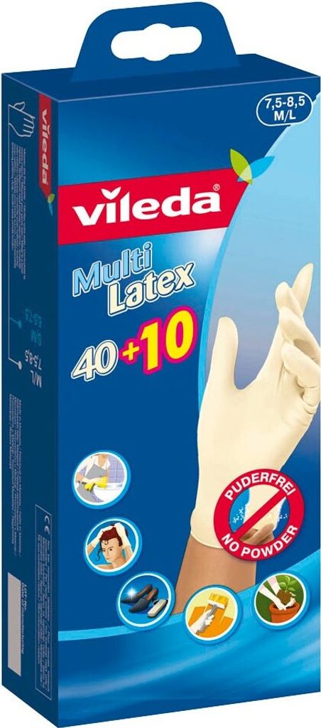 VILEDA Einweghandschuh Multi Latex 40+10 Größe M/L 50er Produktbild 2