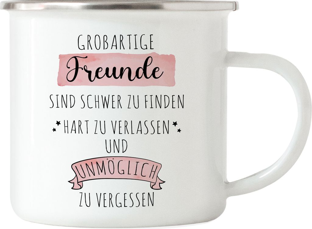Großartige Freunde Sind Schwer Zu Finden Emaille Tasse Produktbild 