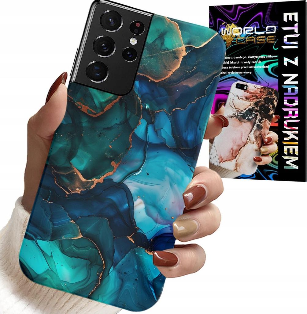 ETUI FÜR SAMSUNG GALAXY S21 Ultra - BLAU GRÜN MARMURAL PLATSKY