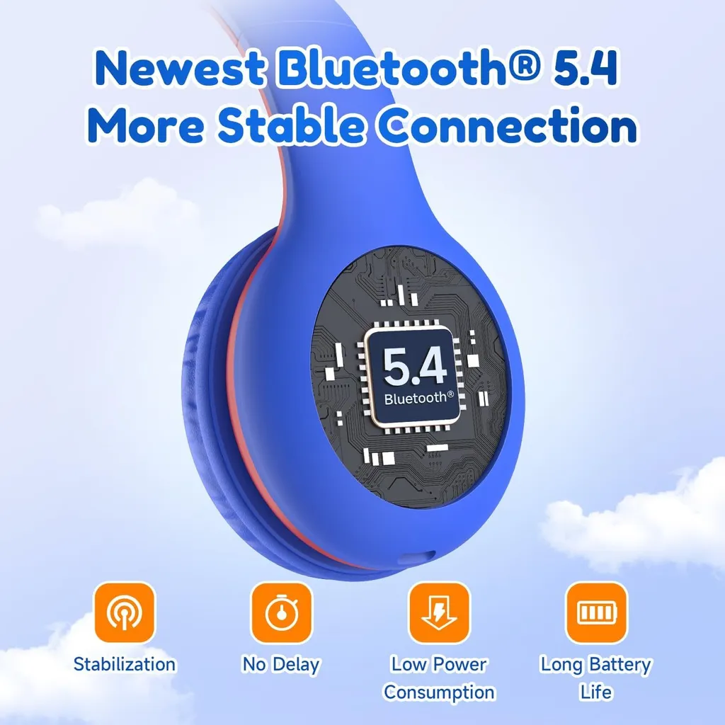 Cuffie Bluetooth Scuola con Microfono HD - Volume Sicuro 85/94dB - 5