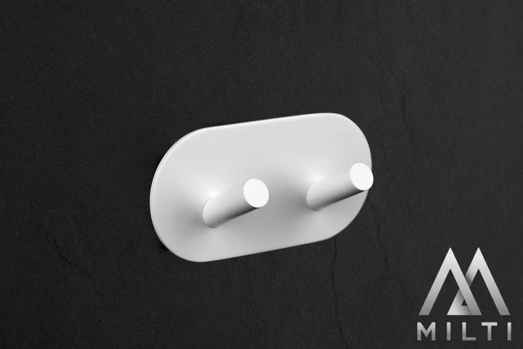 Support serviette blanc en acier inoxydable brossé fixation adhésive 2 pcs