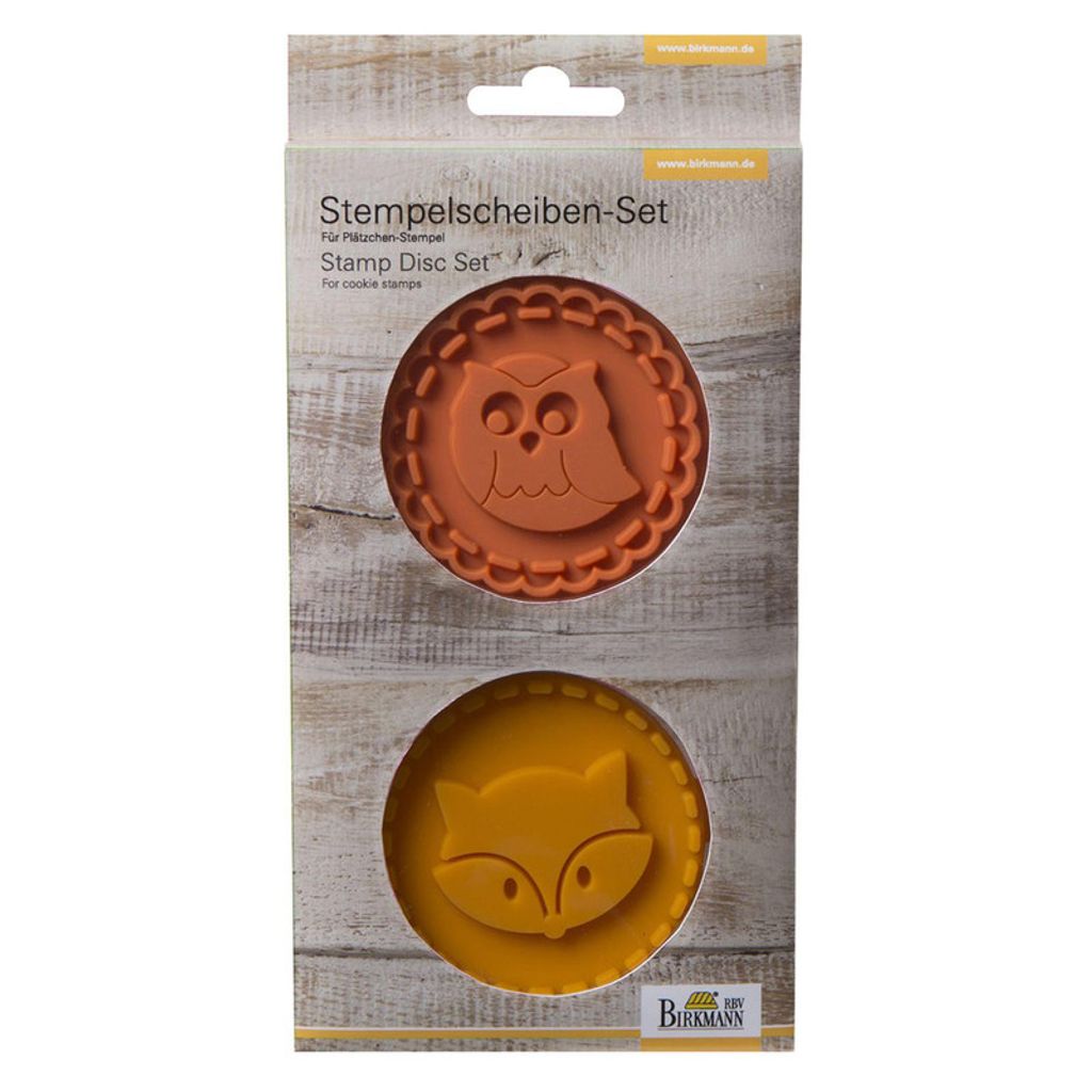 Birkmann Keksstempelscheiben Eule & Fuchs Ø7 cm Silikon Produktbild 