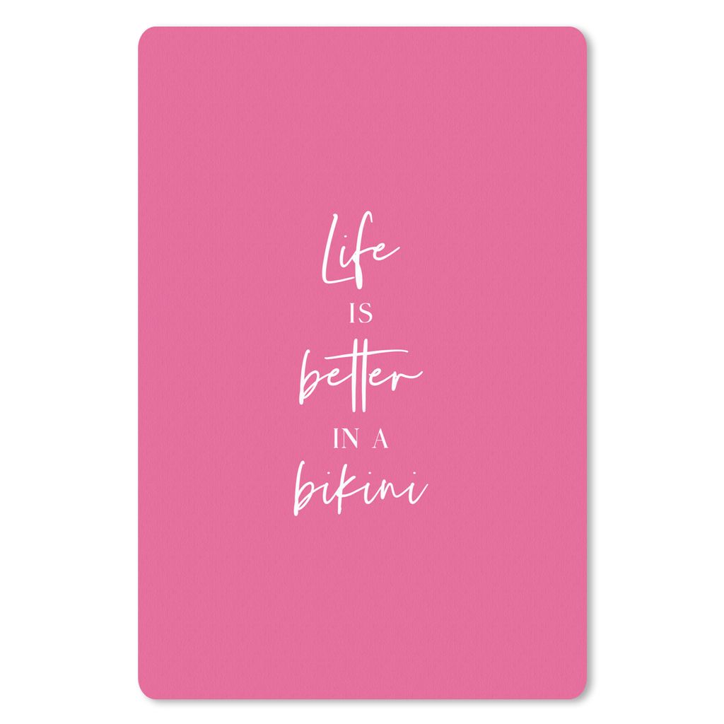 MuchoWow Mauspad Mousepad Das Leben ist besser im Bikini - Zitat - Pink 40x60 cm - Mousepads - Maus Mat - Pad - Mausunterlage - Schreibtisch Acce...