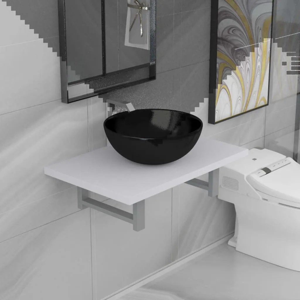 Ensemble meuble de salle de bain suspendu avec vasque céramique - 2