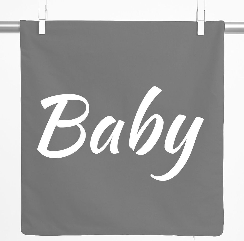 Huuraa Kissenbezug Baby Schriftzug 40x40cm Steel Grey Baumwolle Dekokissenbezug Geschenkidee