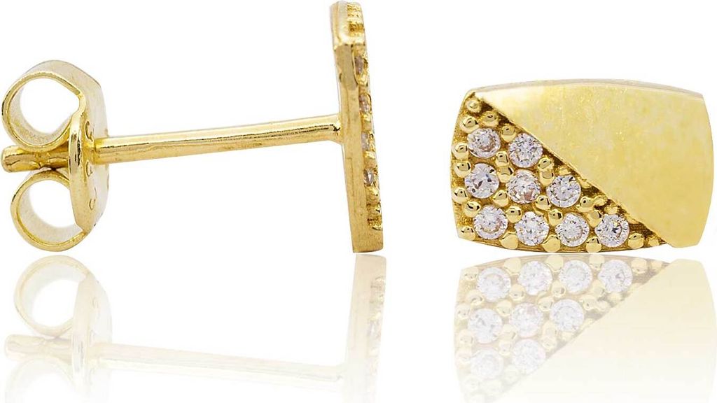 333er Gelbgold Ohrstecker rechteckig Zirkonia besetzt Produktbild 
