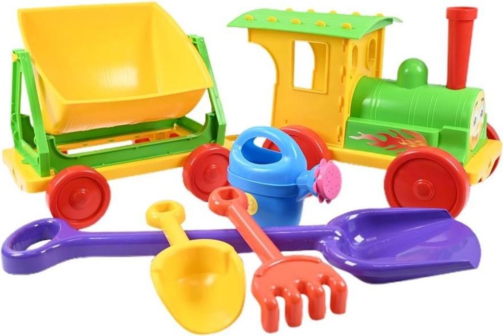 Sandspielzeug Set Lokomotive Zug mit Anhänger Große Schaufel 50cm Strand Spielzeug