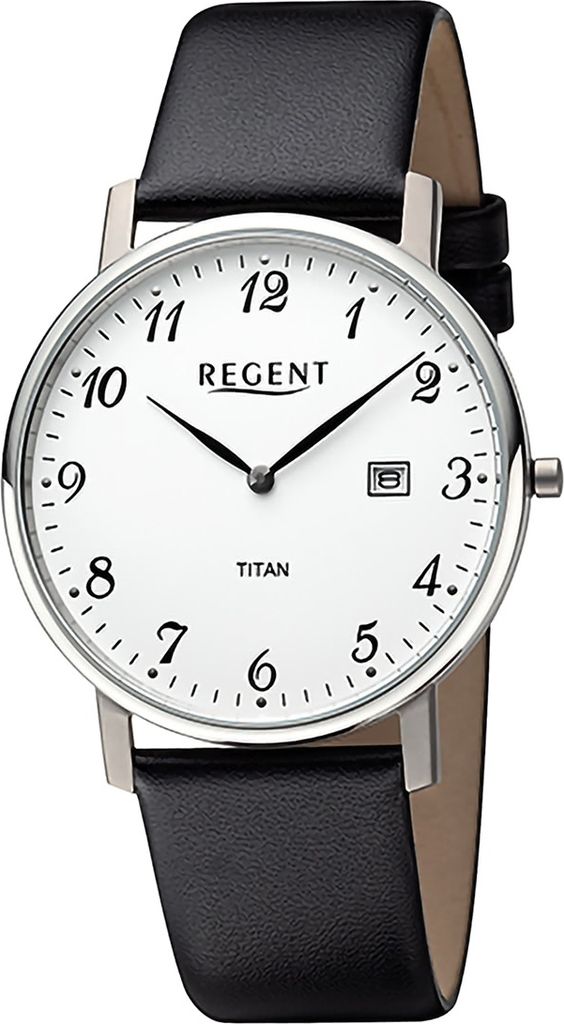 Regent Leder Herren Uhr Armbanduhr Quarz schwarz Lederarmband D2URF1451