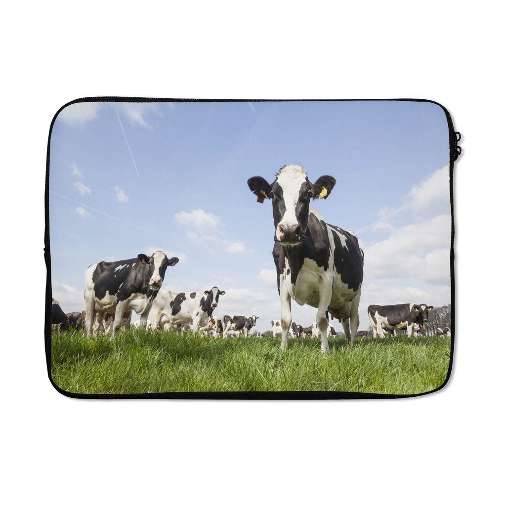 MuchoWow Laptop Hülle 13 Zoll Kühe - Gras - Tiere - Sonne - Bauernhof Laptoptasche - Laptophülle - Sleeve - Rundumschutz