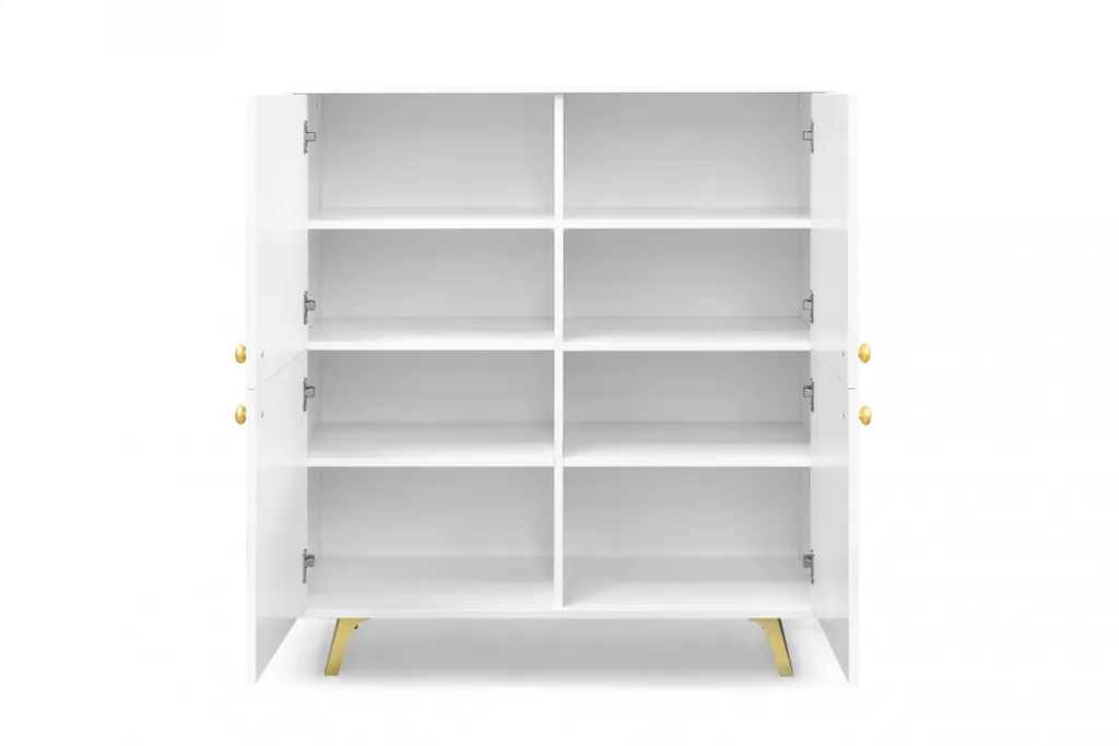 Optimisez votre espace avec la commode JOELE blanc 4 portes robuste