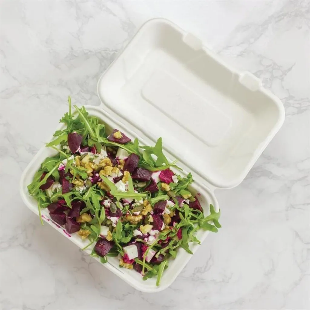 Vegware Boîtes Repas Compostables en Bagasse 22,8 cm avec Couvercle