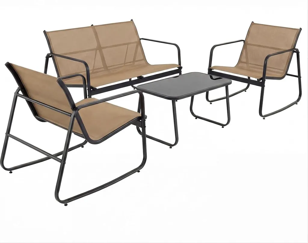 Set Terrazza Costway 4 Pezzi: Design Ergonomico e Acciaio Anti-Ruggine