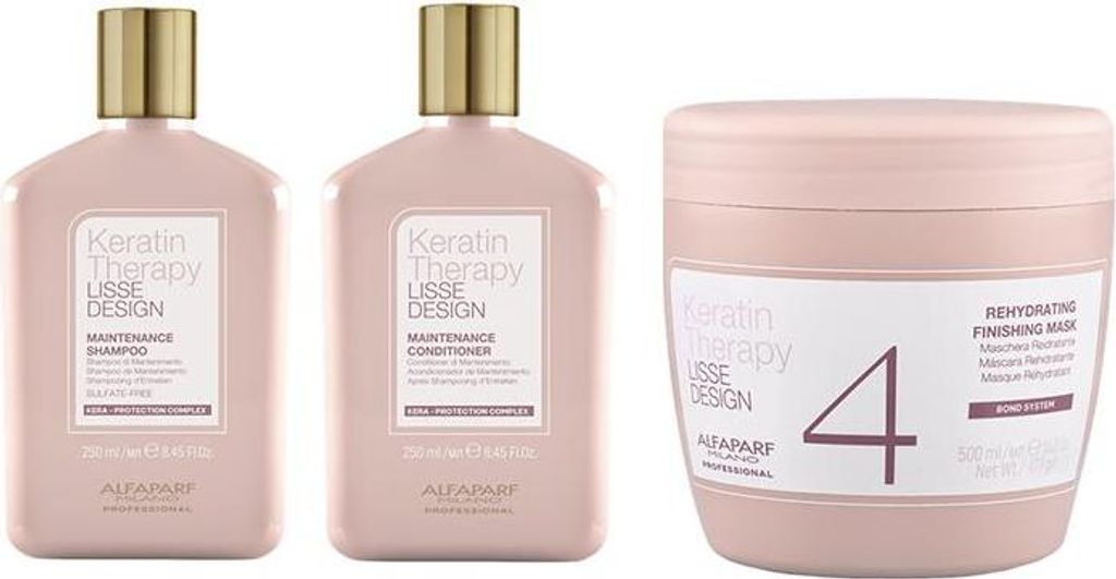 Alfaparf | Haarpflege Set - Keratin Therapie - 250ml Shampoo + 250ml Conditioner - intensive Regeneration - tiefenwirksame Feuchtigkeit