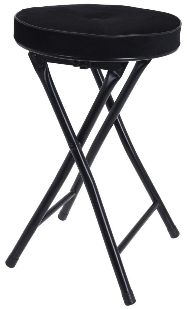 HowHomely | Sitzhocker - Klapphocker mit Sitzfläche - Klappstuhl - schwarz - 49 x 30 cm - aus Metall - Hocker - Praktisch