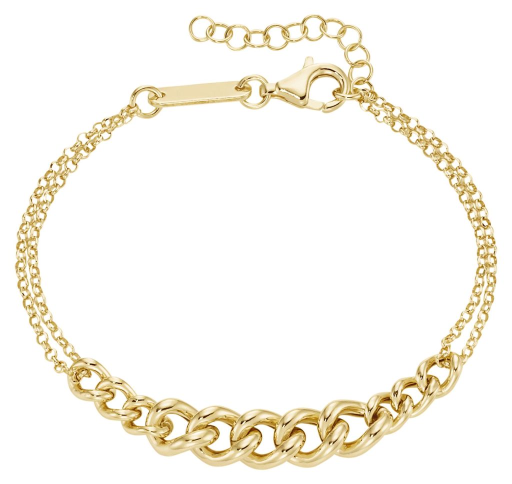 Armband SURI FREY Anker- und Panzerkette kombiniert, Silber 925 Gold 19 cm