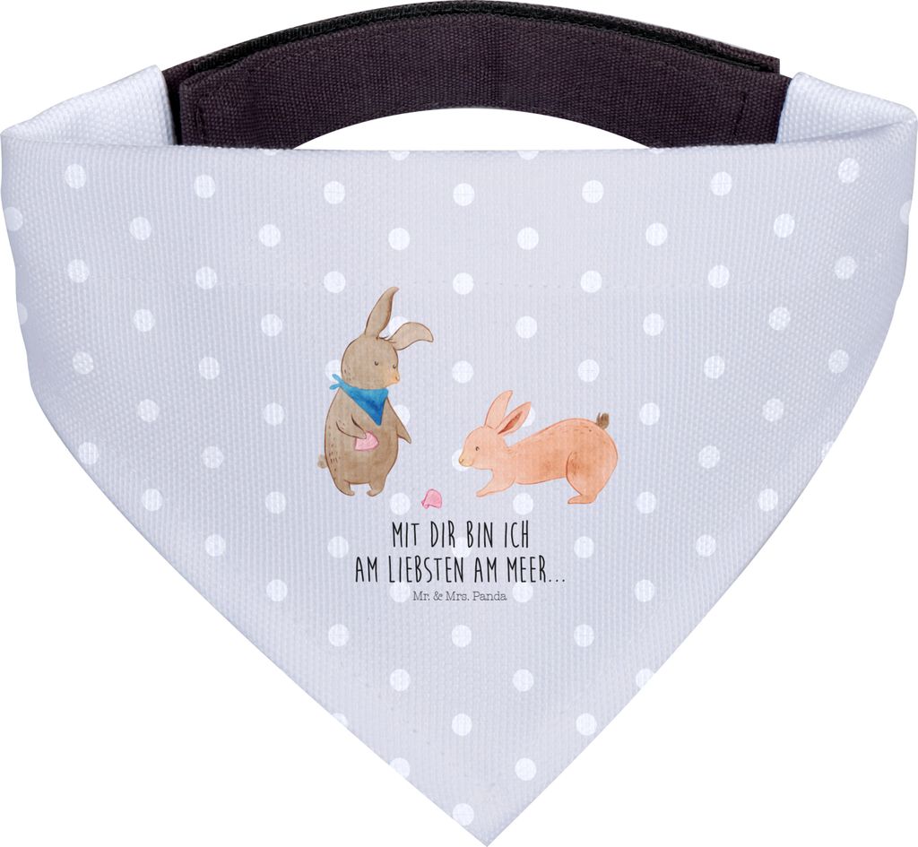Mr. & Mrs. Panda Halstuch Hasen Muschel - Grau Pastell - Geschenk, BFF, Strand, Für Hunde, Beste Freundin, Hund, Best Friends, Muscheln, Muttertag...