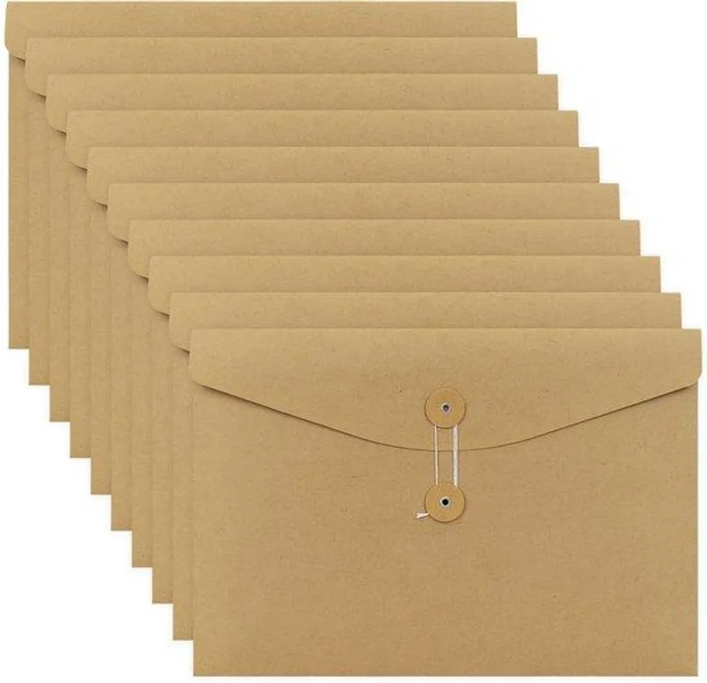 Pochette A4 kraft résistante avec cordon de serrage pour archive sûre