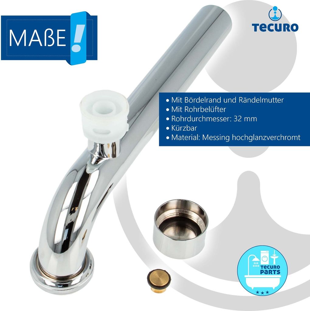 tecuro Abgangsbogen 90° mit Rohrbelüfter für Siphon Produktbild 4