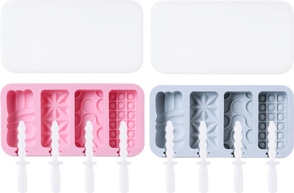2er-Pack Popsicle-Formen, Silikon-Kuchen-Pop-Form, Hausgemachtes Eis, Schokolade, Eismaschine Mit 8 Stück Wiederverwendbaren Stäbchen Für Kinder...