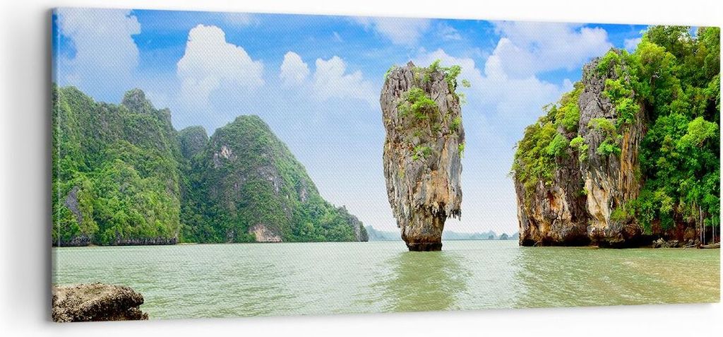 Bild auf Leinwand - Leinwandbild - Stein Strand Landschaft - 100x40cm - Wand Bild - Wanddeko - Leinwanddruck - Bilder - Kunstdruck - Wanddekoration...