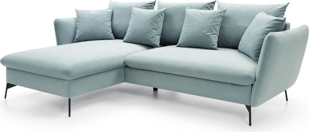 FURNLUX Ecksofa Viton Hellblau Und Schwarz 258cm / Hauptfarbe: Blau / Abmessungen: 258 x 91 x 167 cm