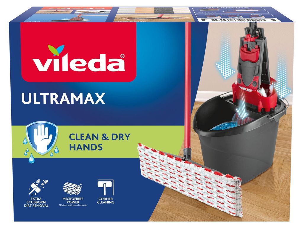 Vileda Ultramax Mop Set, Suchy i Mokry, Czarny, Czerwony, Zdjęcie produktu 
