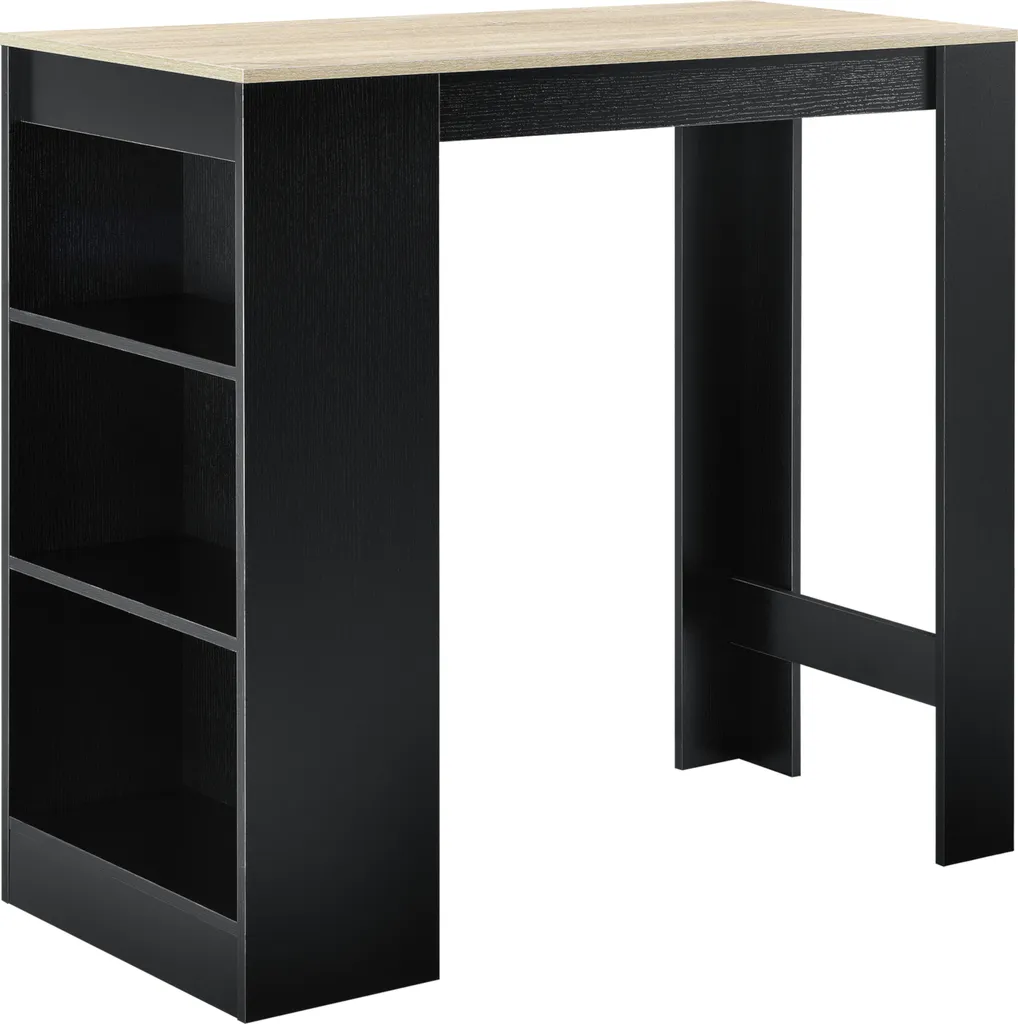 Table Haute de Cuisine Style Bistrot Noir et Chêne - Mange-debout 110cm