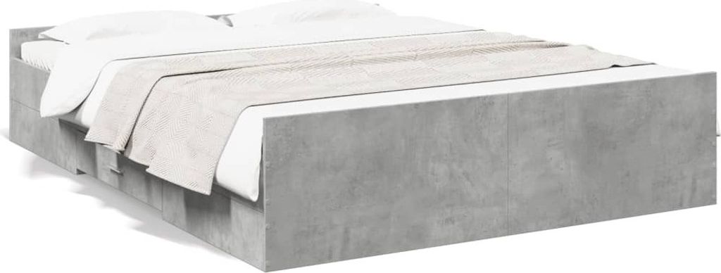 Maison Exclusive - Bettgestell mit Schubladen Betongrau 150x200 cm Holzwerkstoff