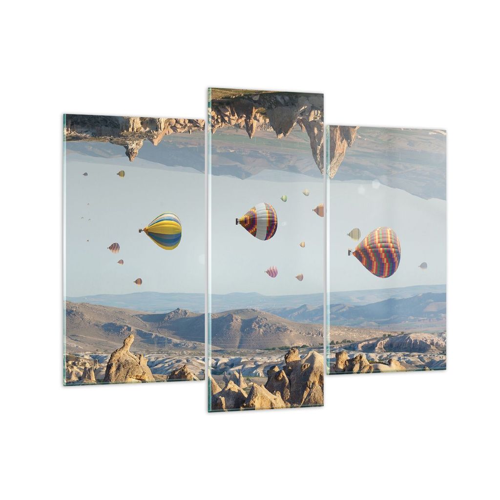 Bilder auf glas - 3 Teile - Surrealismus Flug Luftballons - 130x100cm - Glasbilder - Wandbilder - Bilder - Wanddekoration aus Glas - Glas Bilder - ...