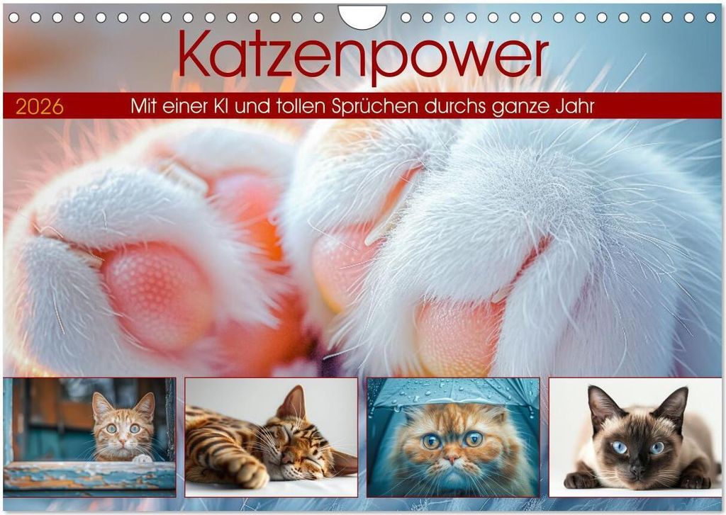Katzenpower (Wandkalender 2026 DIN A4 quer), CALVENDO Monatskalender
